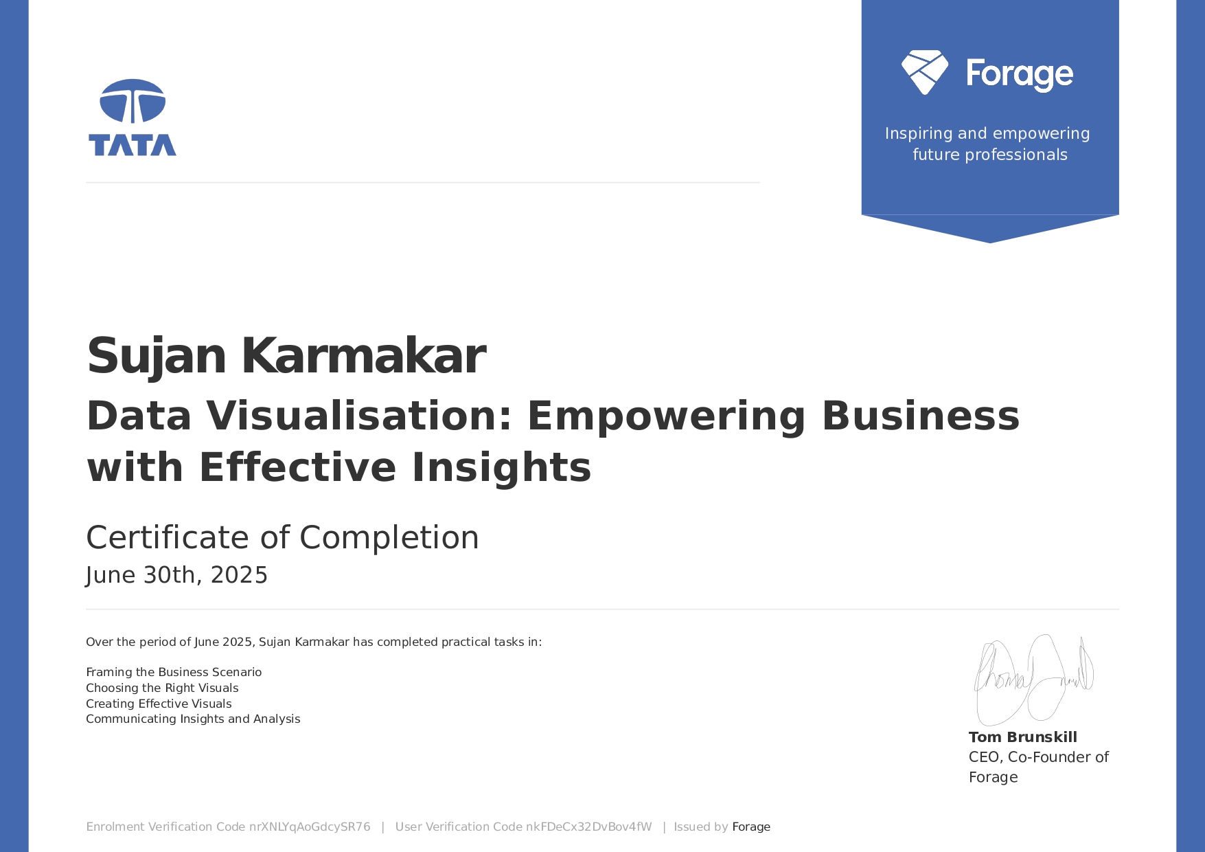 Tata Data Visualisation Certificate